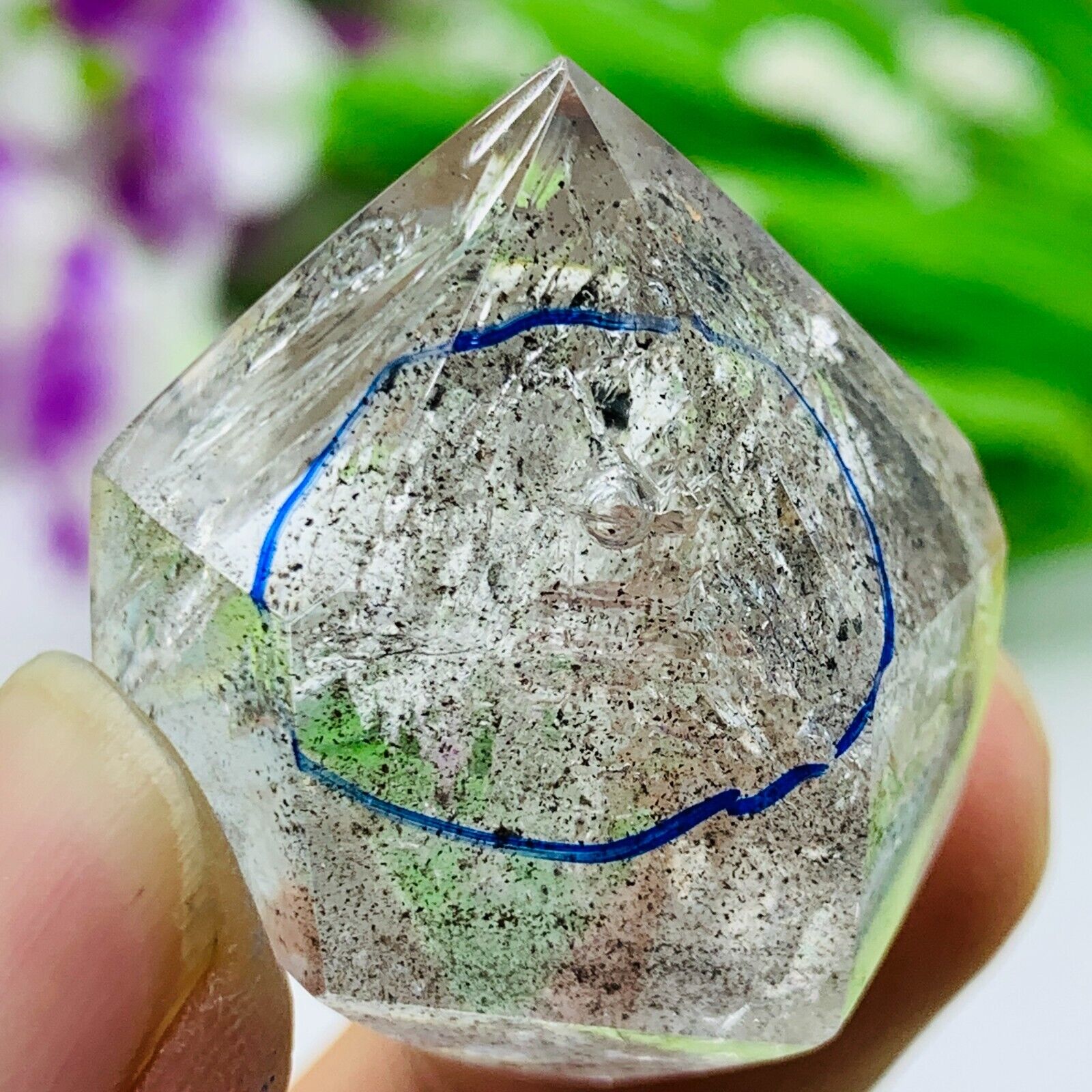Natural Enhydro Crystal Herkimer Diamond gem& clear big moving water droplet 31g