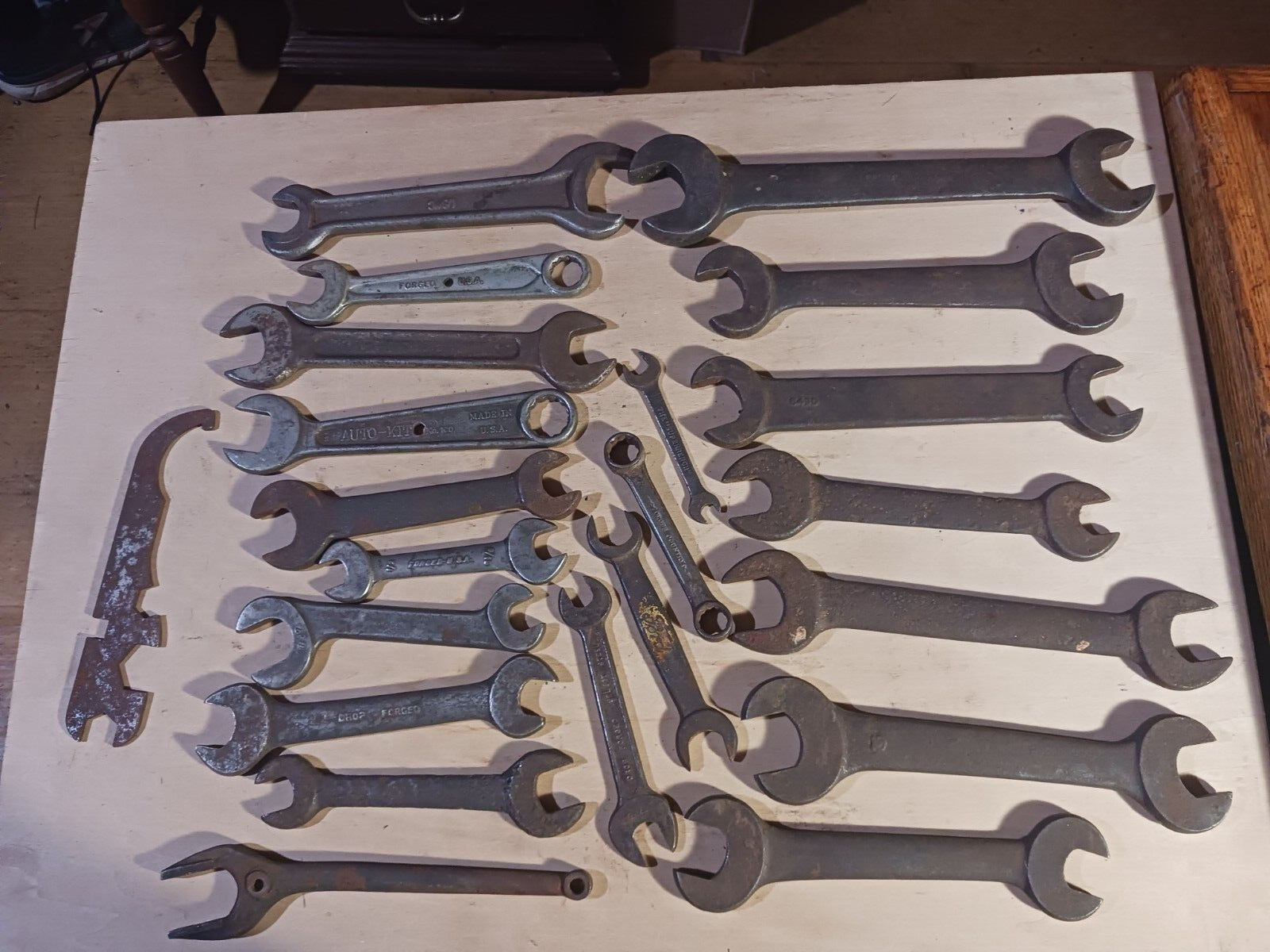 Lot of 21 Antique Vintage Open End Mechanic Wrenches Rusty Steam Punk