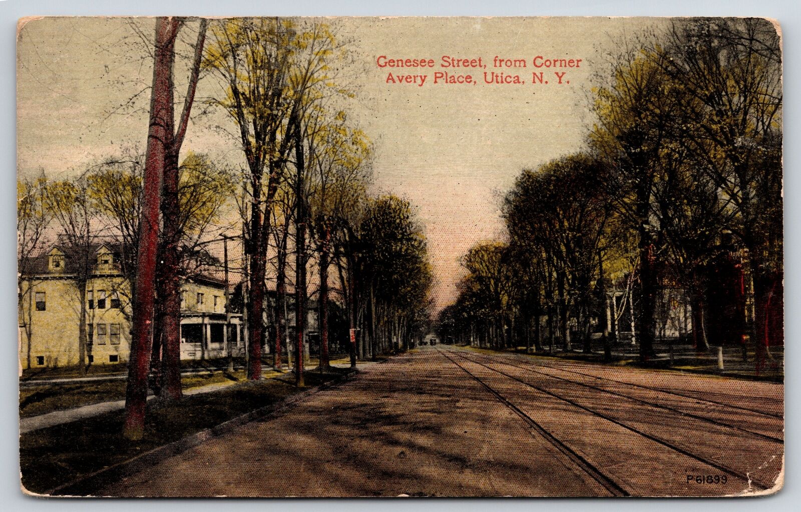 Utica New York~Genesee Street @ Corner of Avery Place~1913 Postcard
