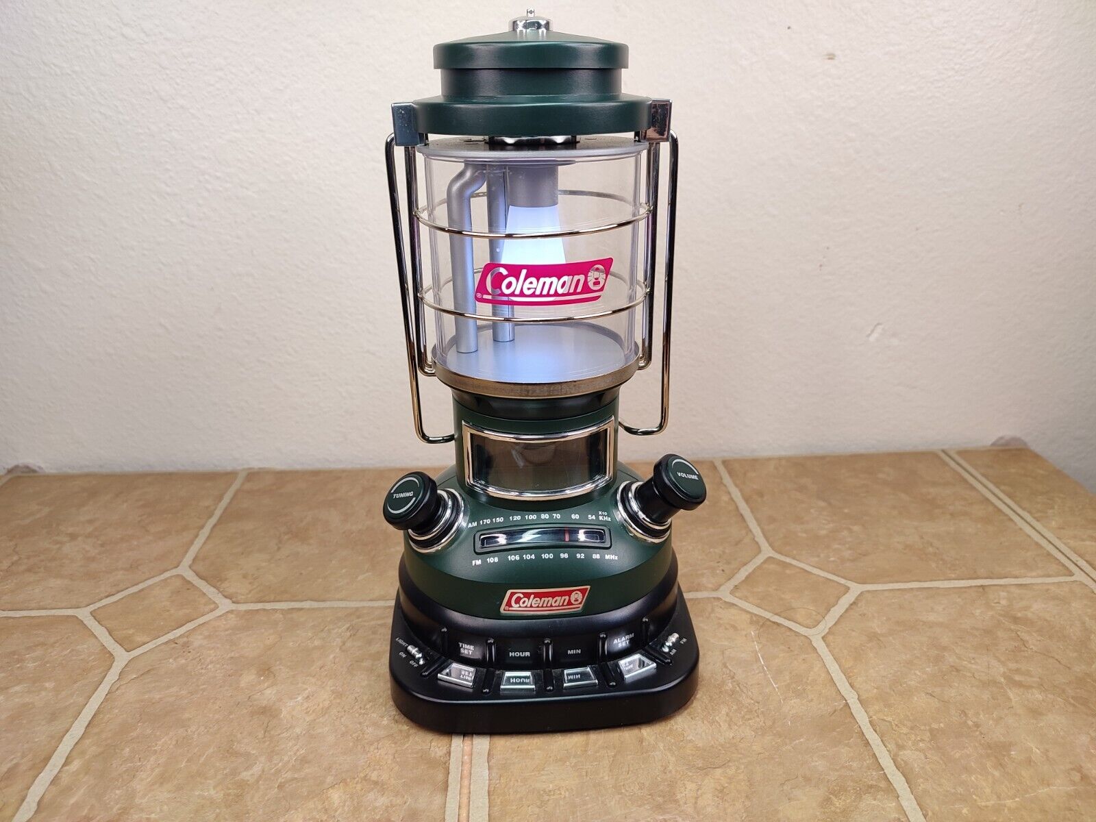 Coleman Mini Lantern Clock Radio Battery-Powered LED Lights *READ* NO DISPLAY