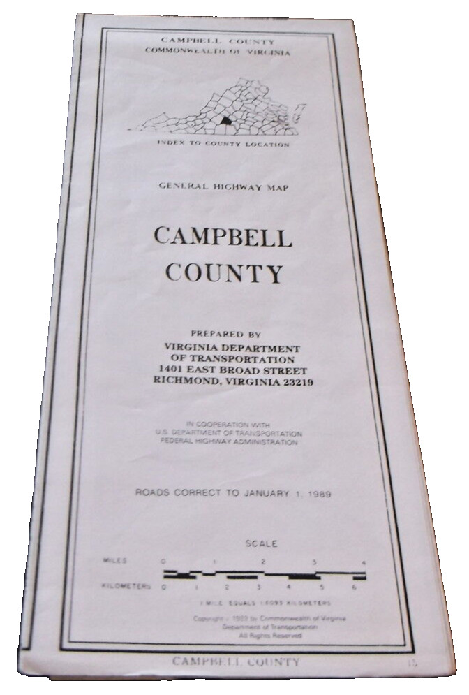 JANUARY 1989 CAMPBELL COUNTY VIRGINIA GENERAL HIGHWAY MAP VDOT #15