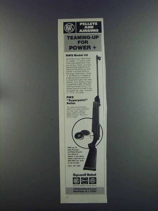 1982 Dynamit Nobel RWS Model 45 Airgun & Pellet Ad