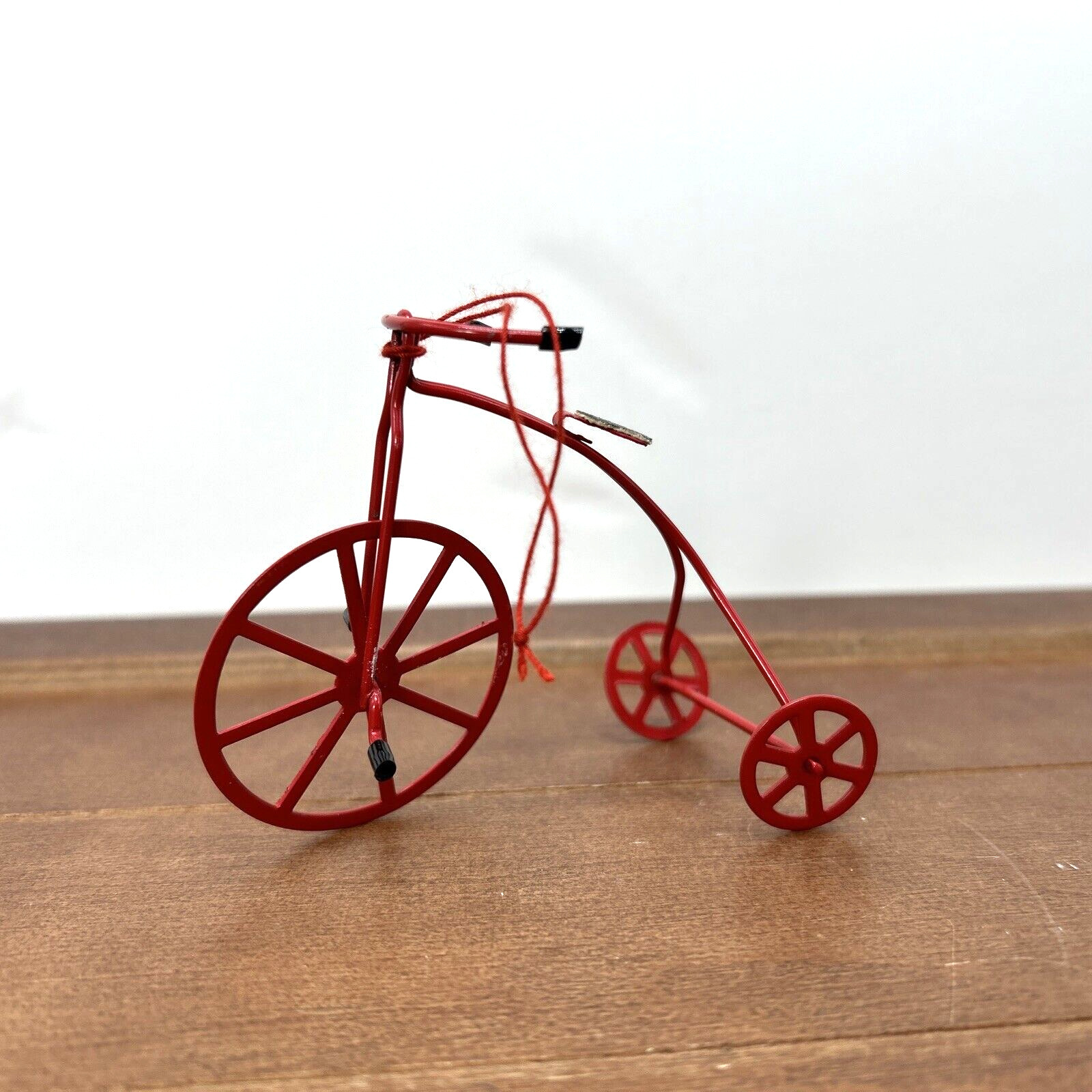Vintage Handcrafted Red Metal Tricycle Christmas Ornament Holiday Decor