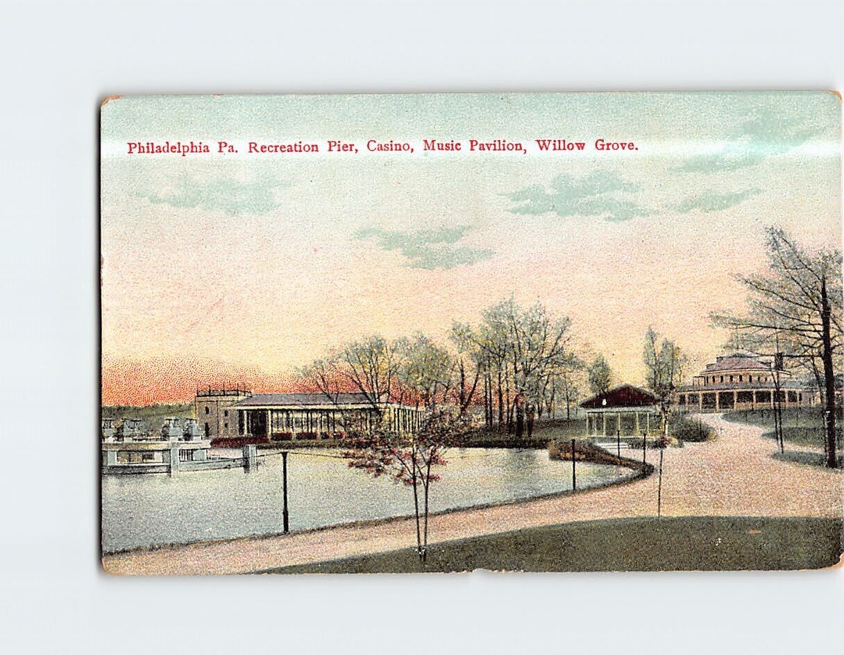 Postcard Recreation Pier Casino Music Pavilion Willow Grove Philadelphia PA