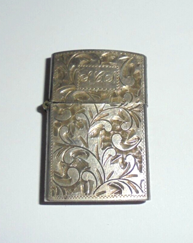 Vintage  Sterling 950 Silver Lighter Etched Scrolls Foliage Design