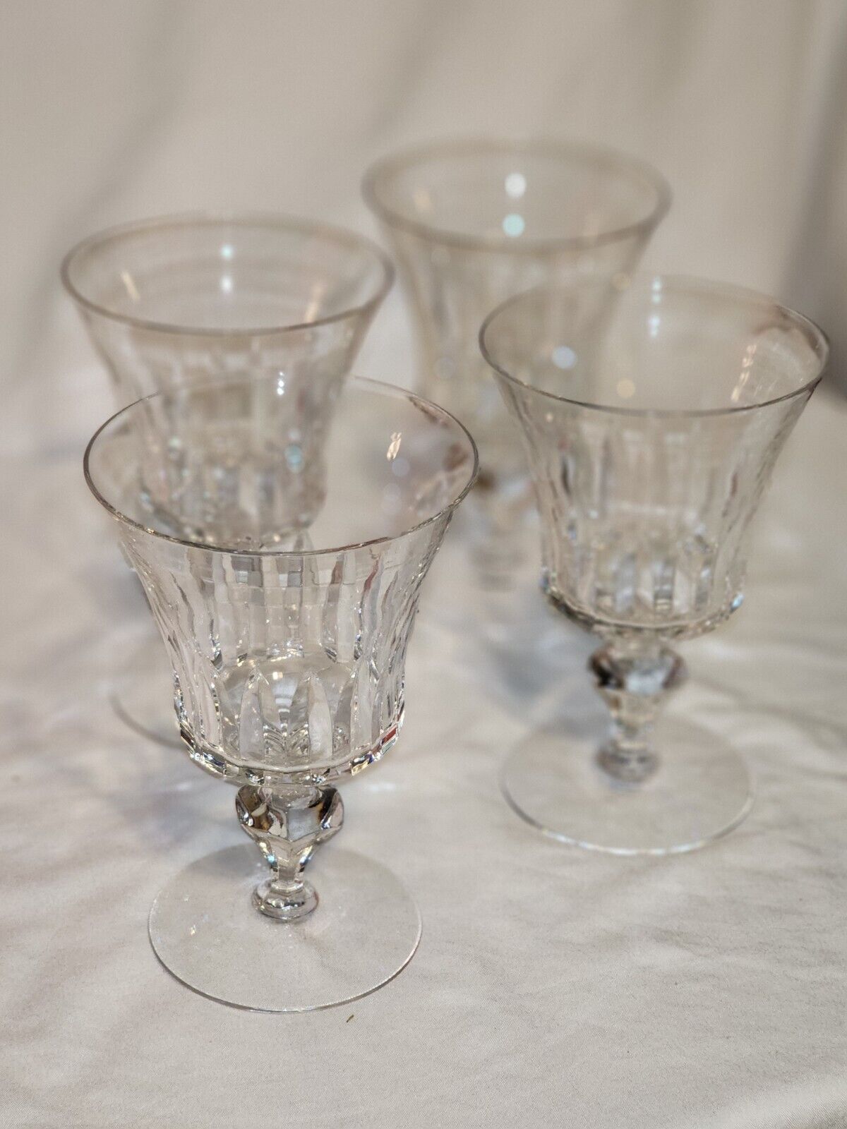 4 Vtg Tiffin Franciscan Crystal Wine Glasses Princeton 1960s