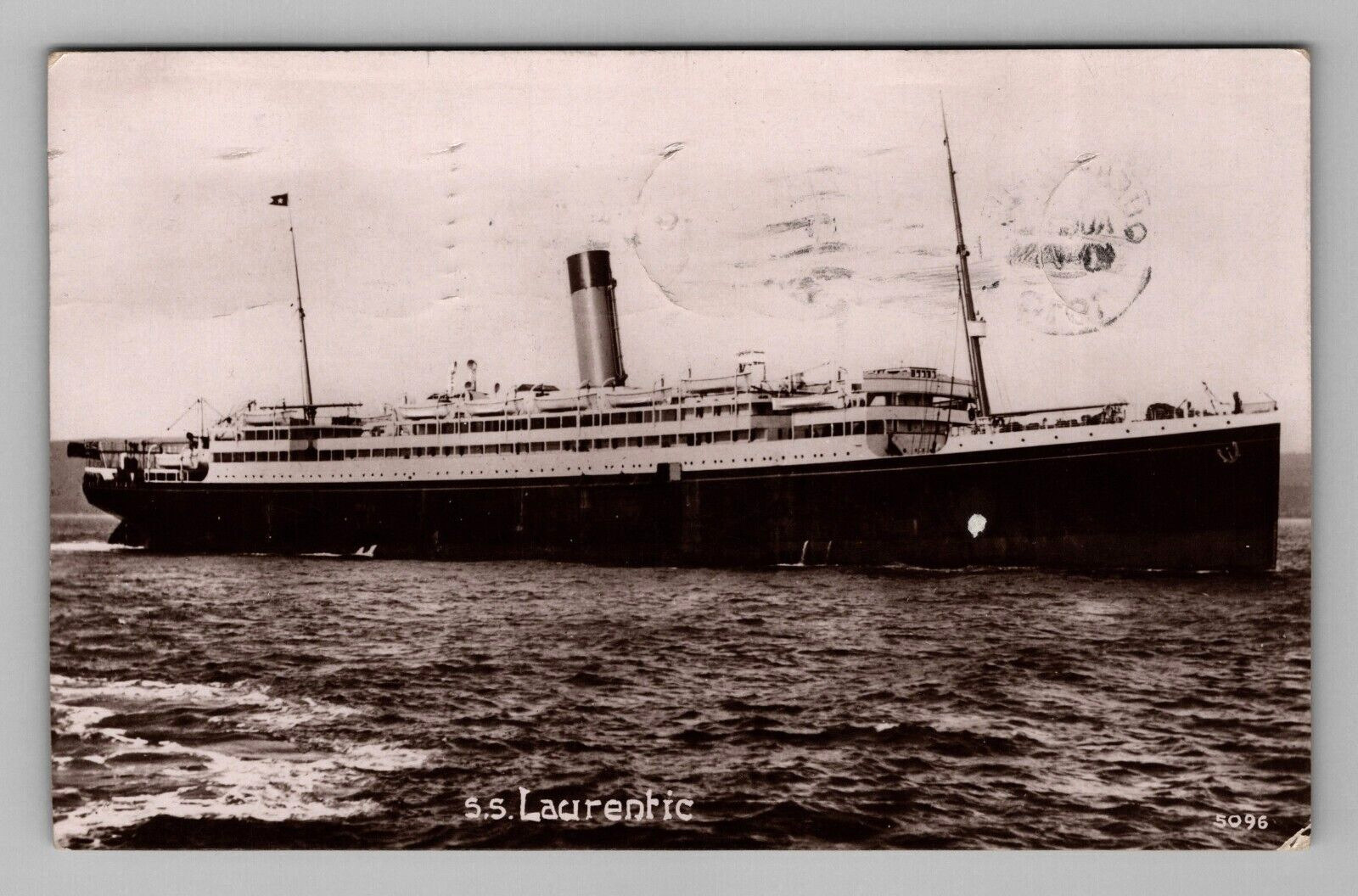 Postcard 1910 RPPC Steamer Ship SS Laurentic Real Photo Scenic Ocean View