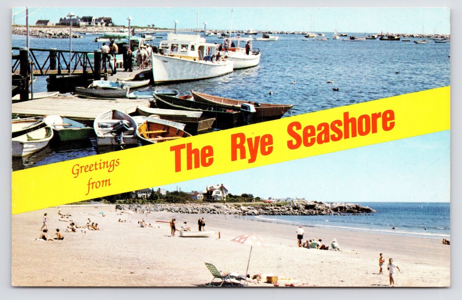 c1950s Harbor Wallis Sands Beach Seashore Vintage Rye New Hampshire NH Postcard