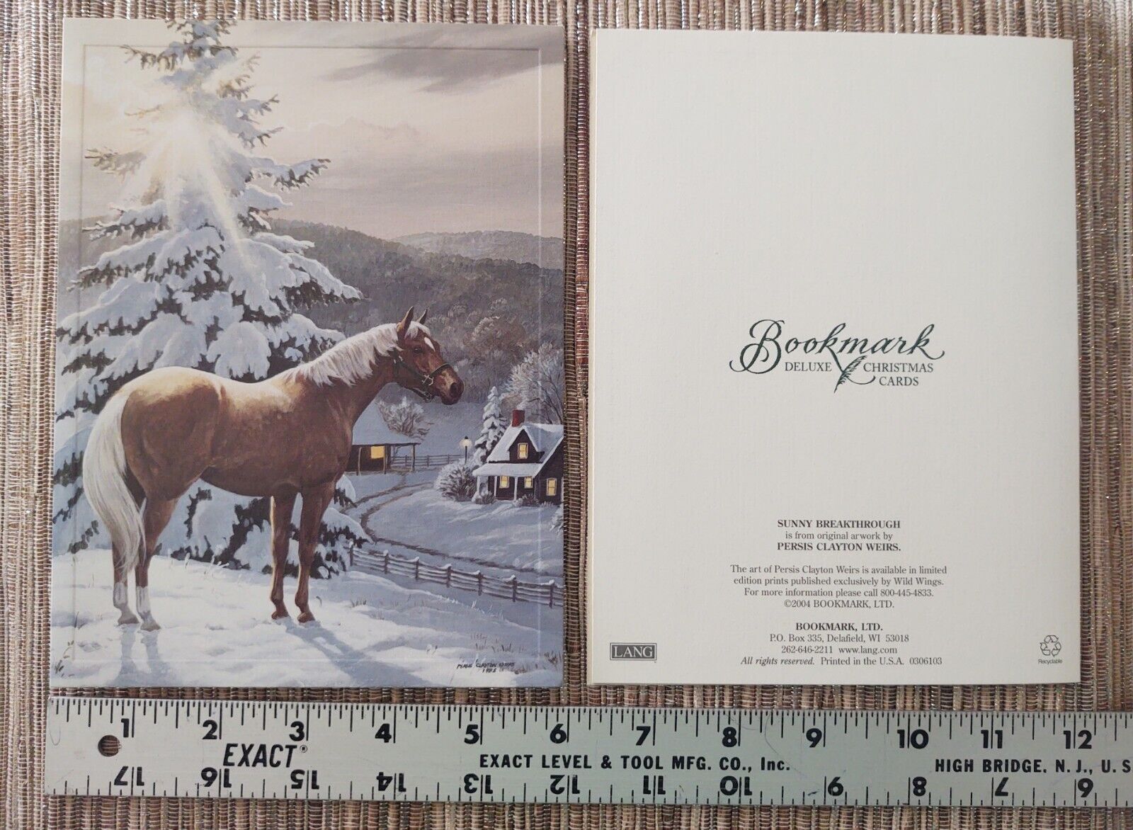 Bookmark Deluxe Holiday Cards Palomino Horse Winter P. C. Weirs \