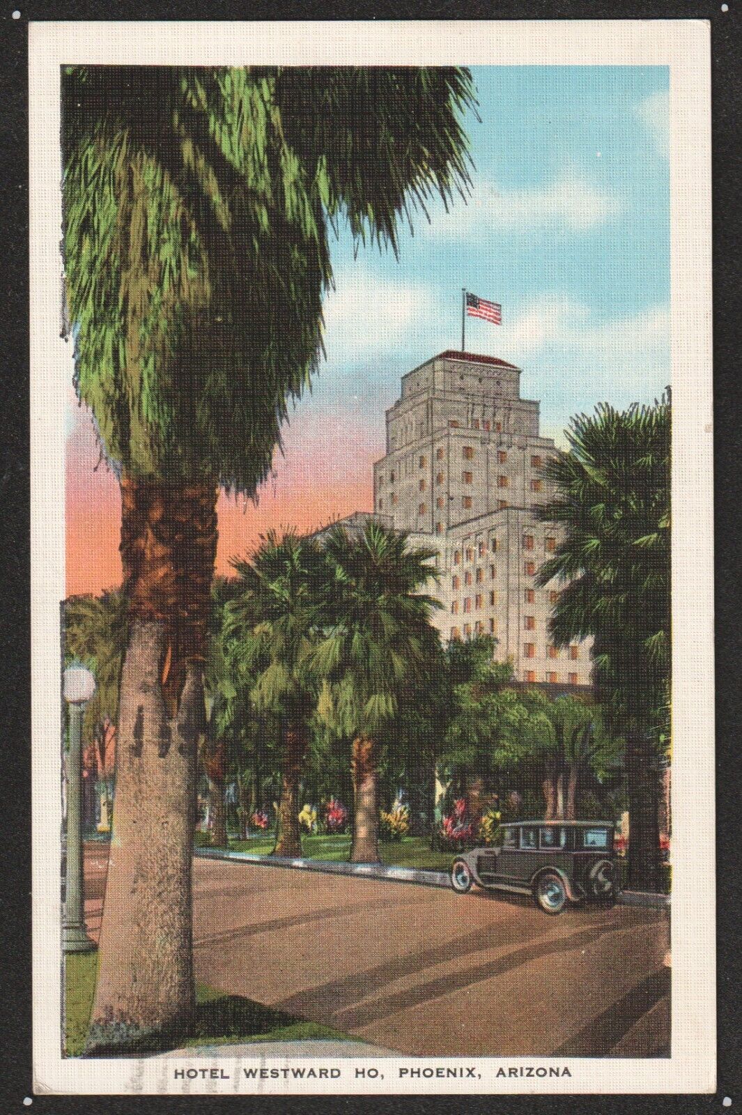 Hotel Westward Ho Phoenix c1930s White Border Linen Postcard Arizona EC Kropp