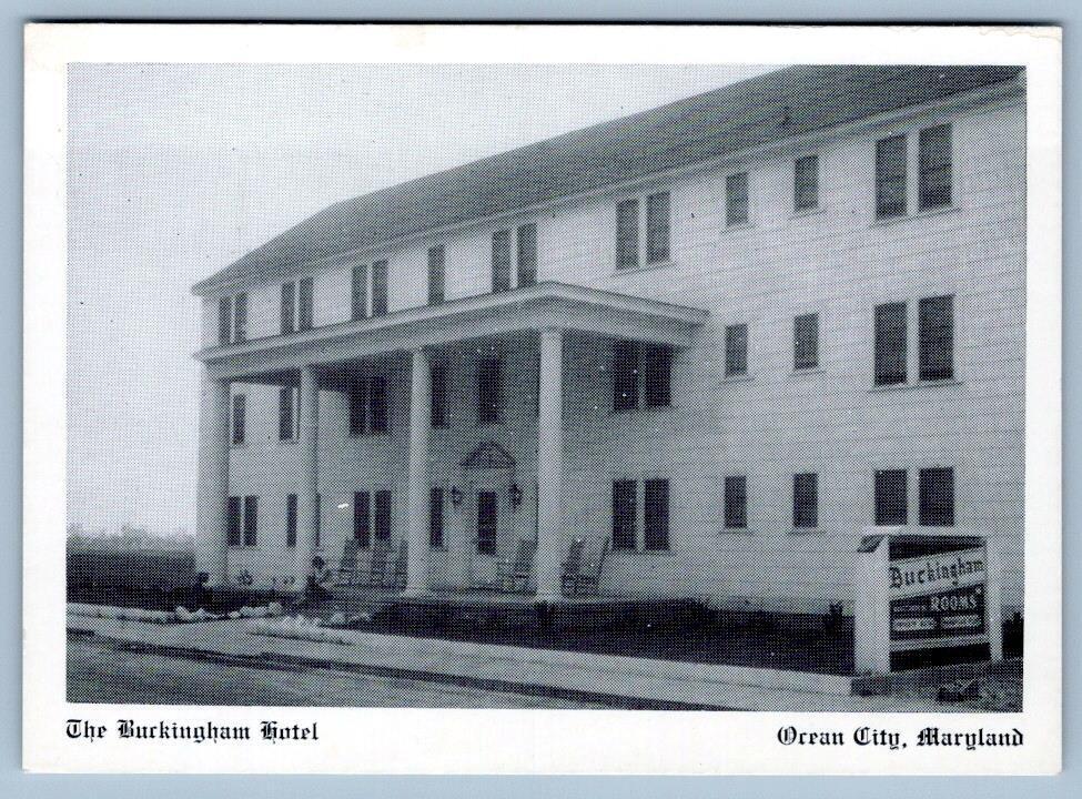 1940's OCEAN CITY MD BUCKINGHAM HOTEL HANA PHILLIPS MGR POSTCARD 3.5