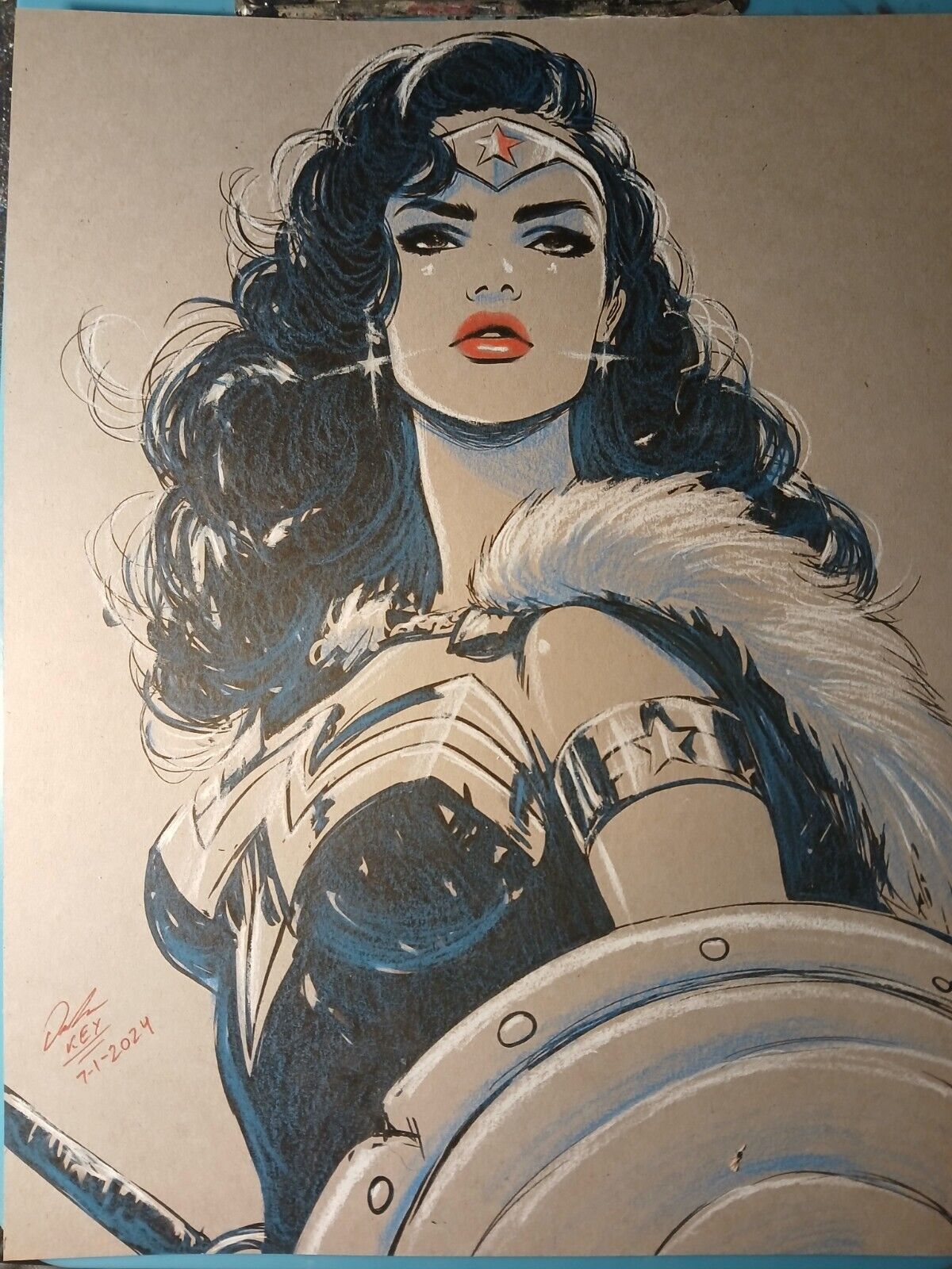 Wonder Woman Galactic Ink/Pencil Original Comic Art Signed 8.5x11 COA Incl