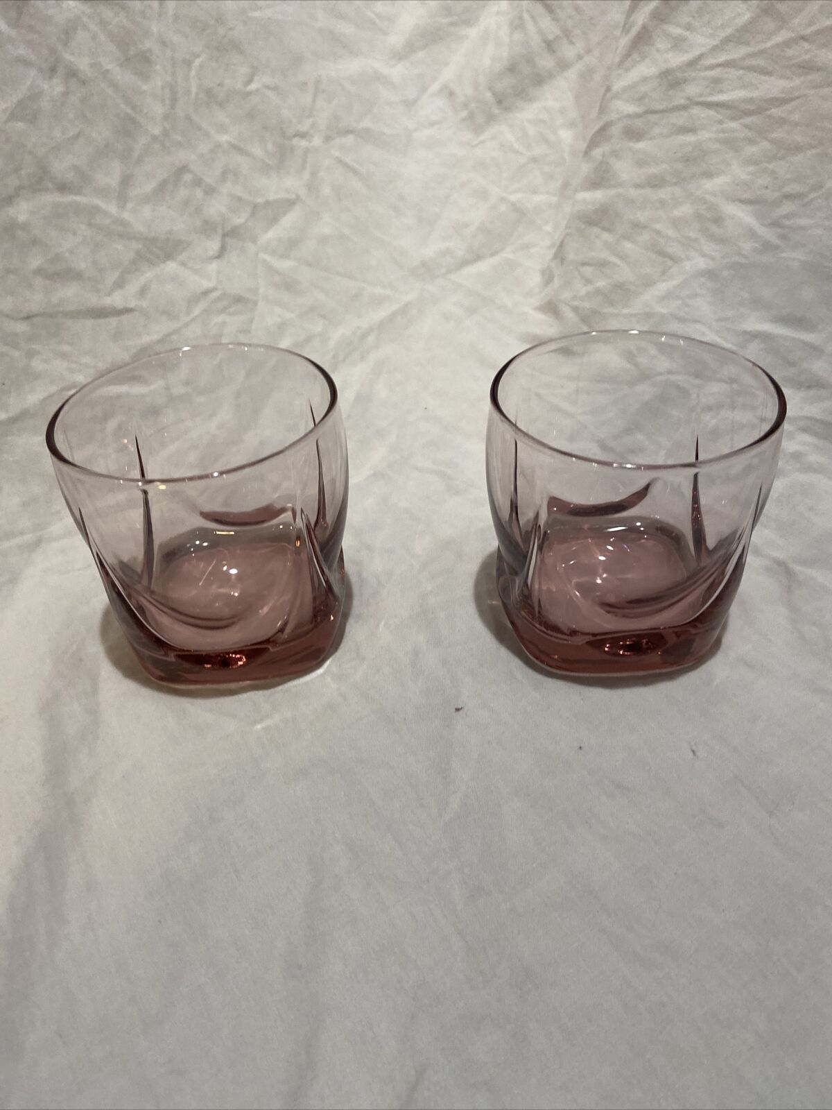 pair of pink/rose lowball glasses