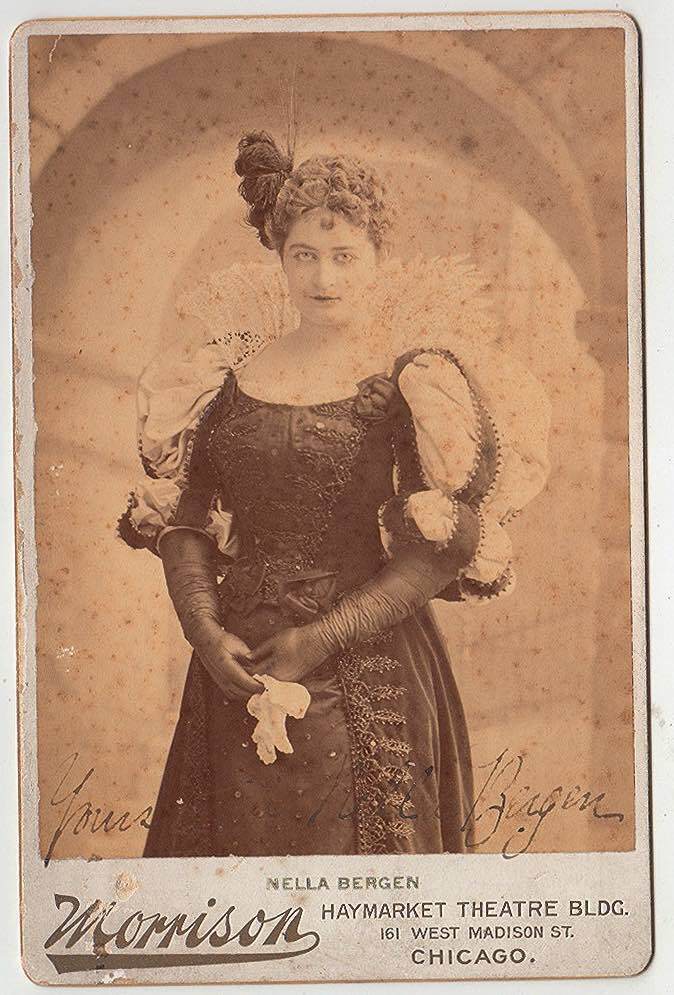 NELLA BERGEN ~ AMERICAN ACTRESS ~ AUTOGRAPHED - 1880