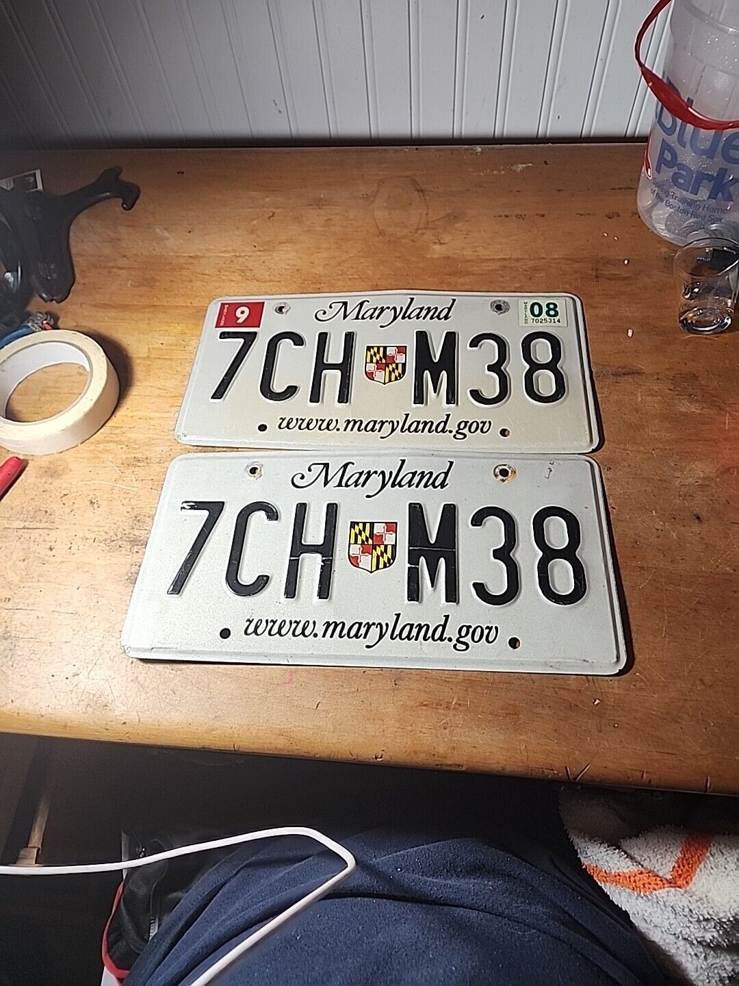 Matching Pair Of 2008 Maryland License Plates