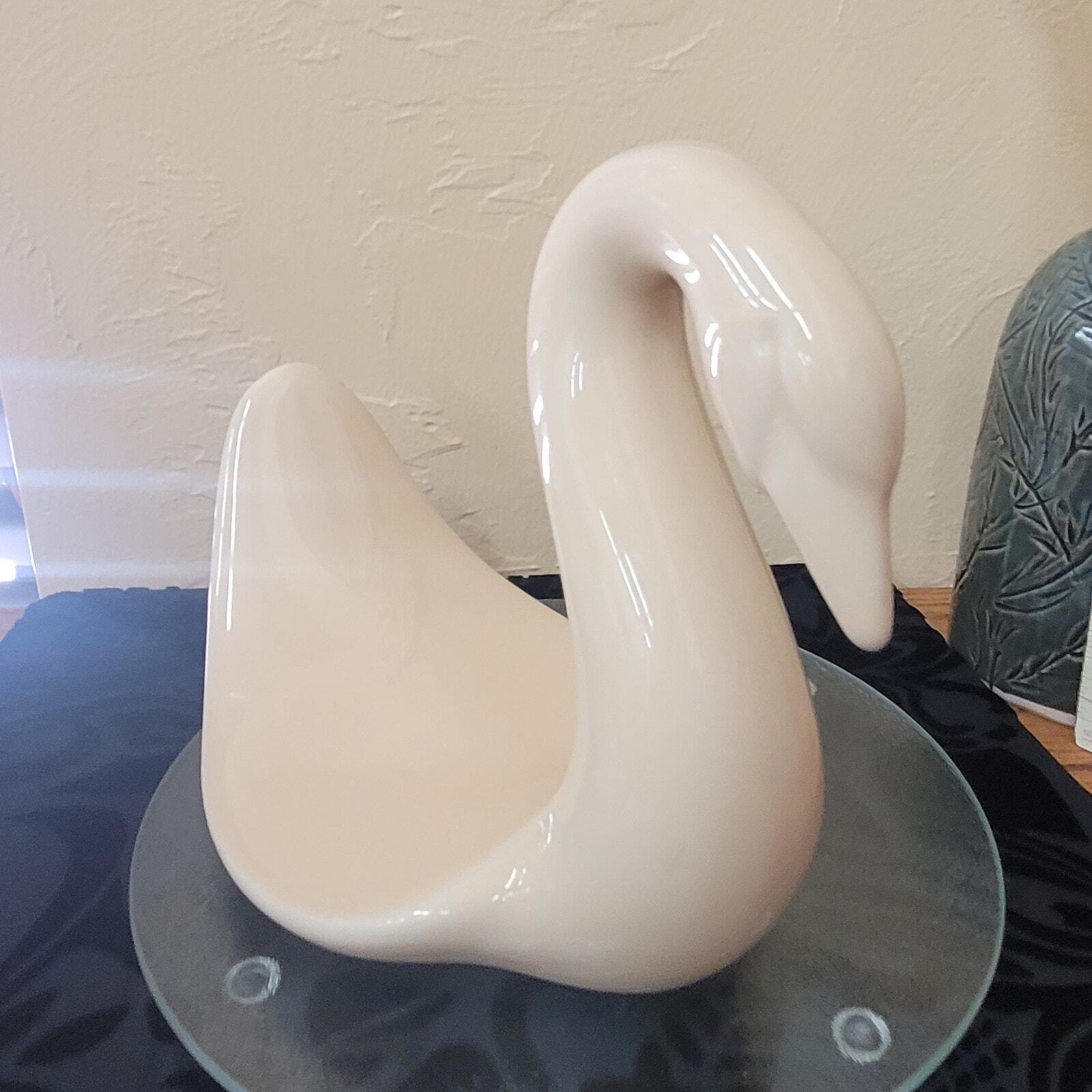MCM White Swan Glazed Ceramic Hand Towel Holder 