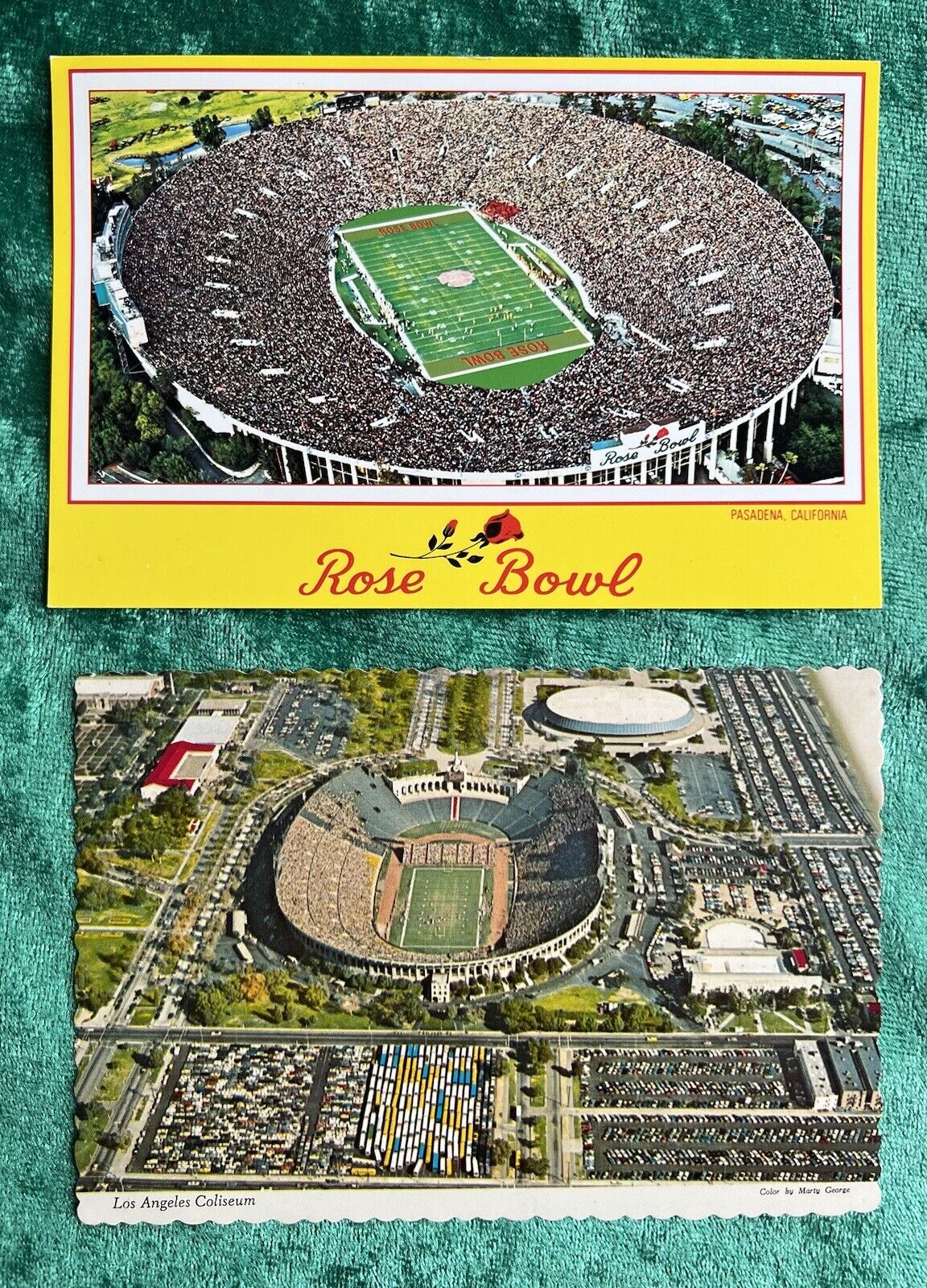 ROSE BOWL & LOS ANGELES COLISEUM Postcard Set Unused Vintage USC UCLA Football