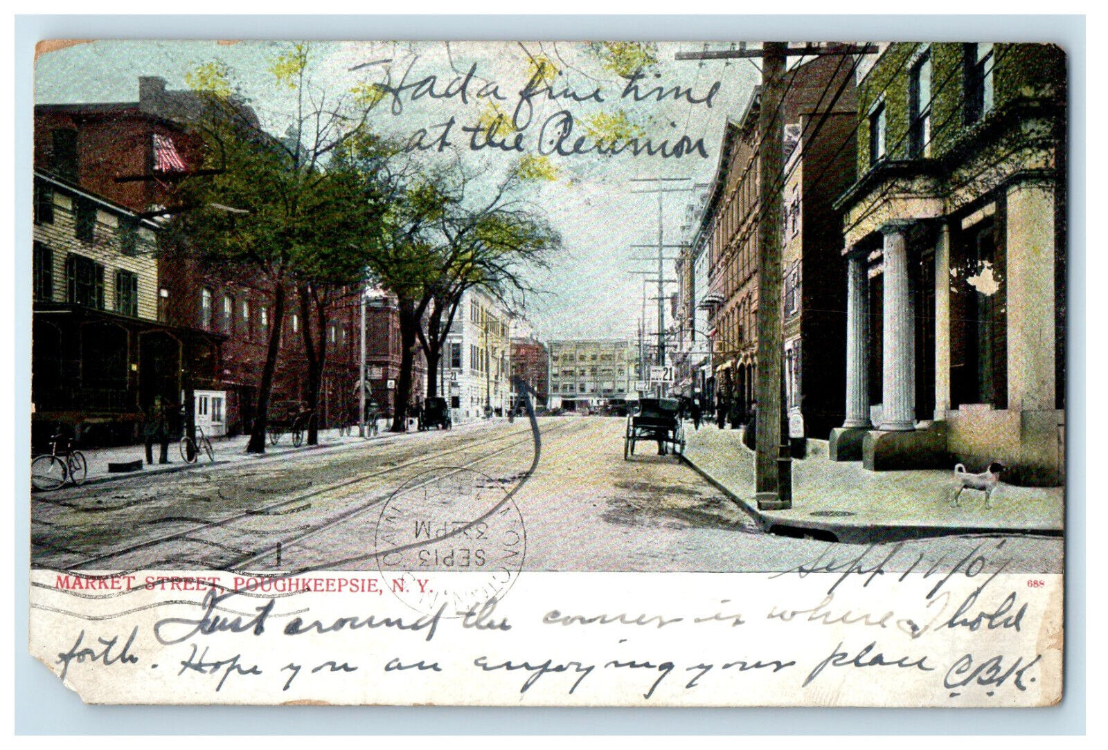 1907 Market Street, Poughkeepsie New York NY Posted Antique Postcard