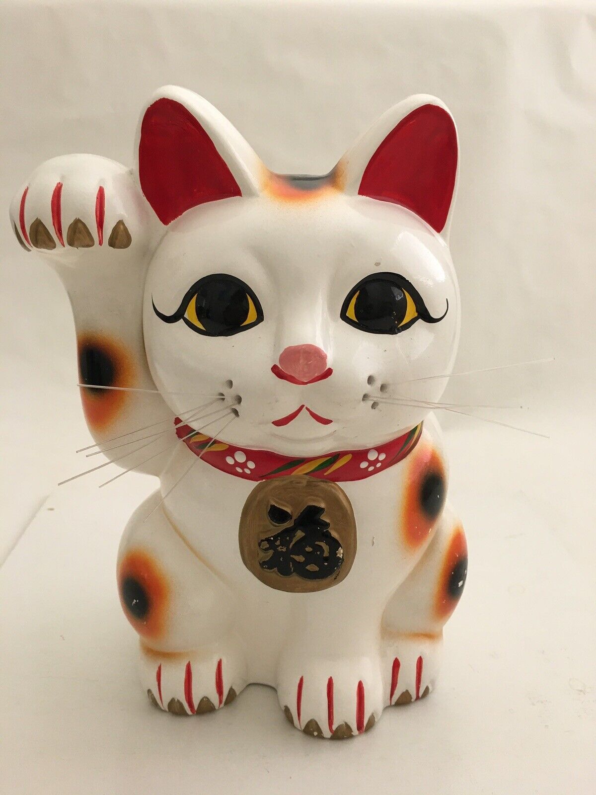 Vintage Maneki Neko Lucky Cat Bank 1990’s 10 Inches Made In Japan (Business Use)
