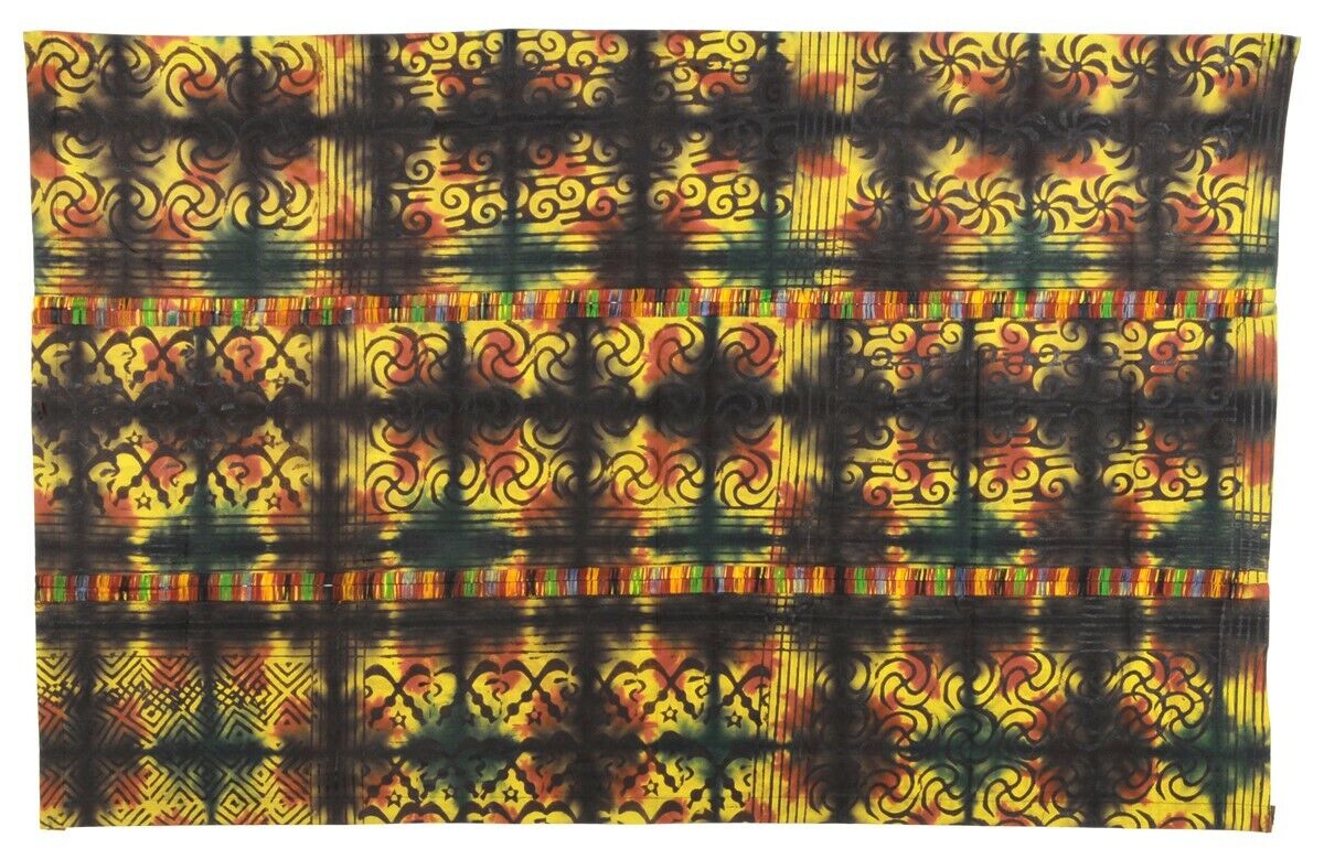 Adinkra Batik Hand Stamped Tie Dye African art Ashanti cloth Ghana