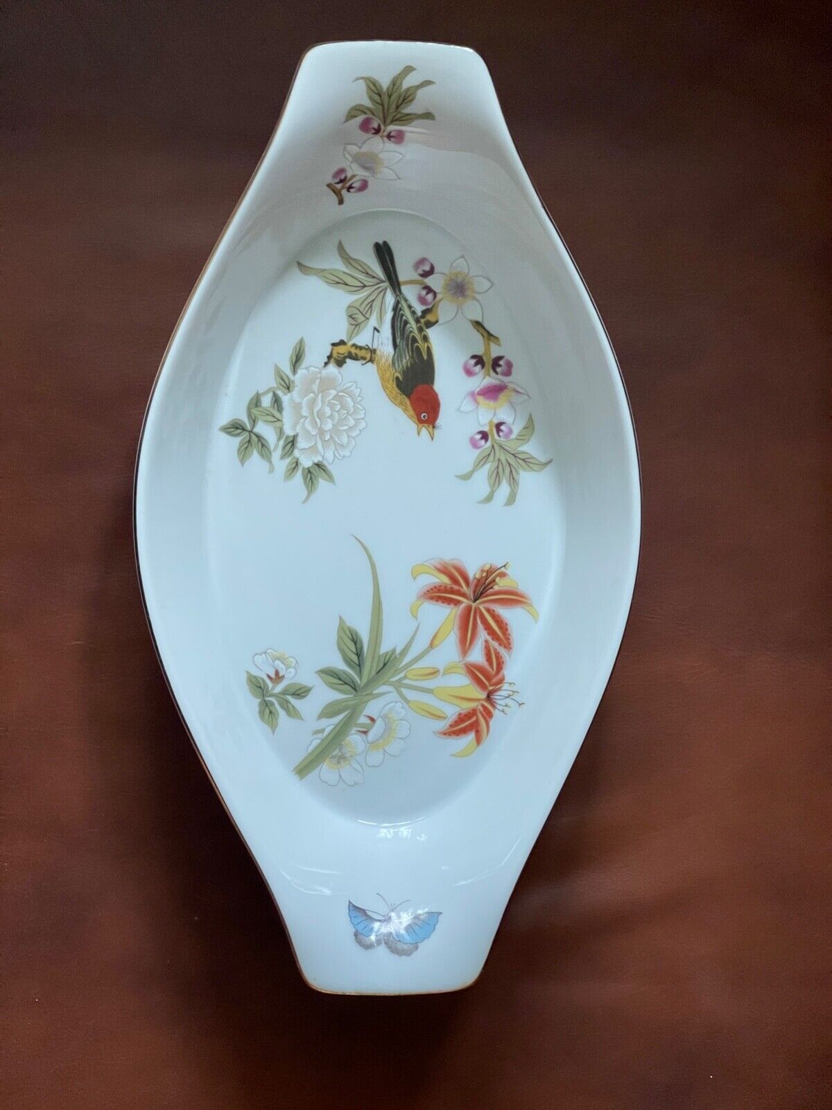 Vintage porcelain oval 12 x 7 casserole dish Spring Garden design MADE IN JAPAN