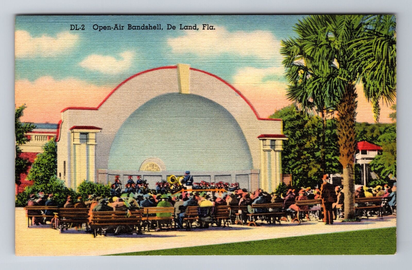 De Land FL-Florida, Open Air Bandshell, Antique, Vintage Postcard