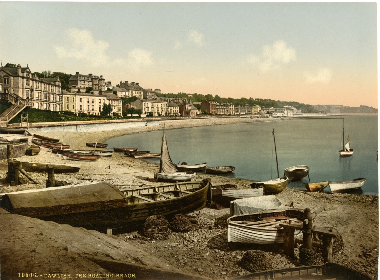 P.Z. England, Dawlish, The Boating Beach Vintage Photochrome, England Photo