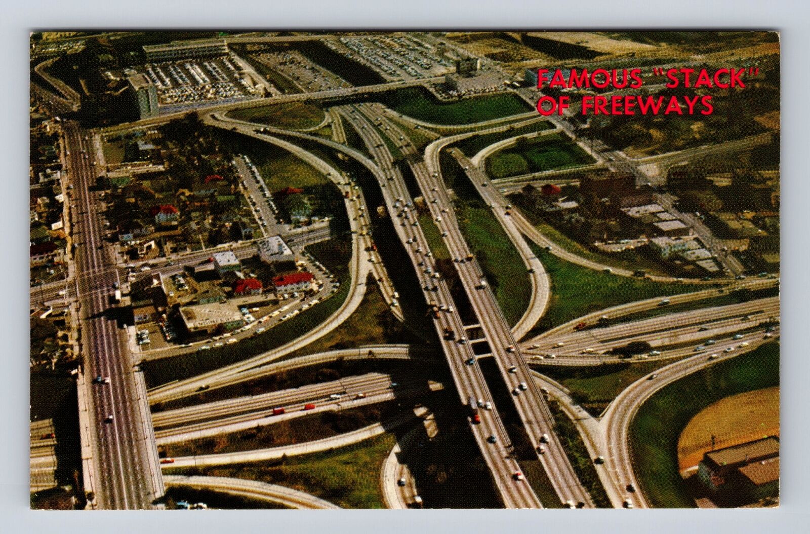 Los Angeles CA-California, Aerial View Of Stack Of Freeways, Vintage Postcard
