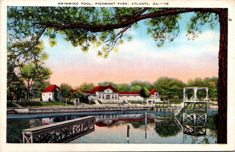 Vintage Postcard Piedmont Park Swimming Pool Atlanta Georgia GA             5103