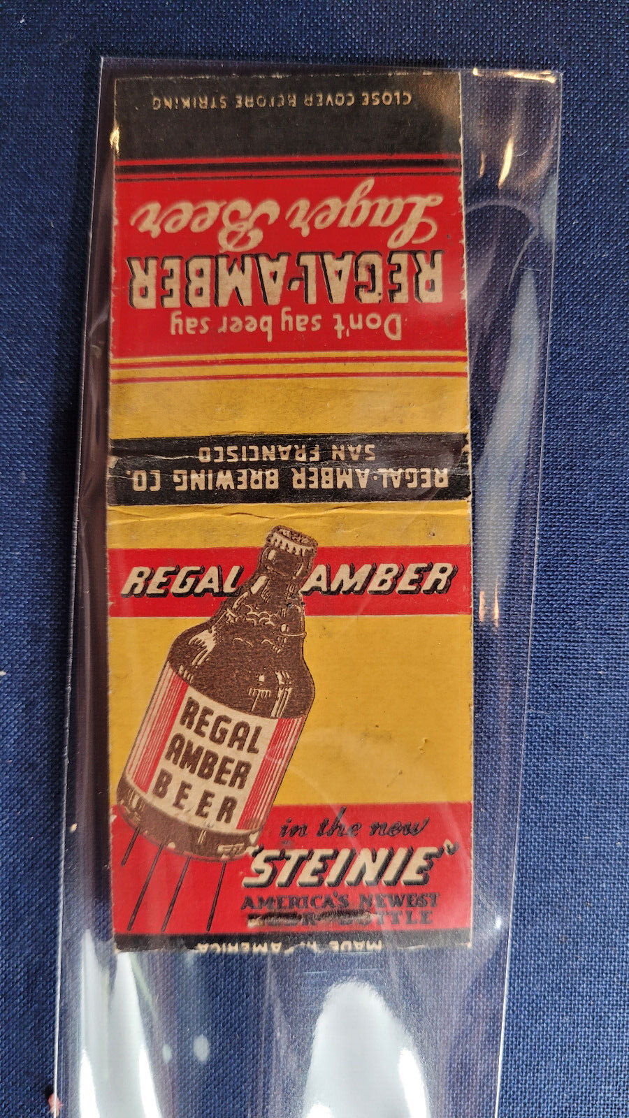 1930\'s Regal-Amber Lager Beer San Francisco UnStruck Matchbook Matchcover