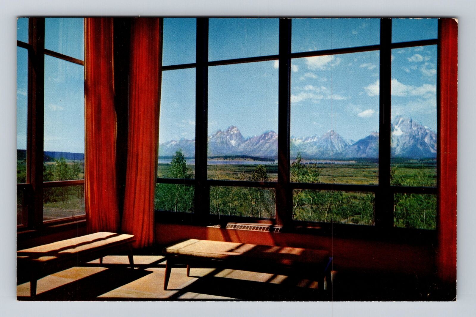 Grand Teton National Park, Jackson Lake Lodge Picture Window, Vintage Postcard