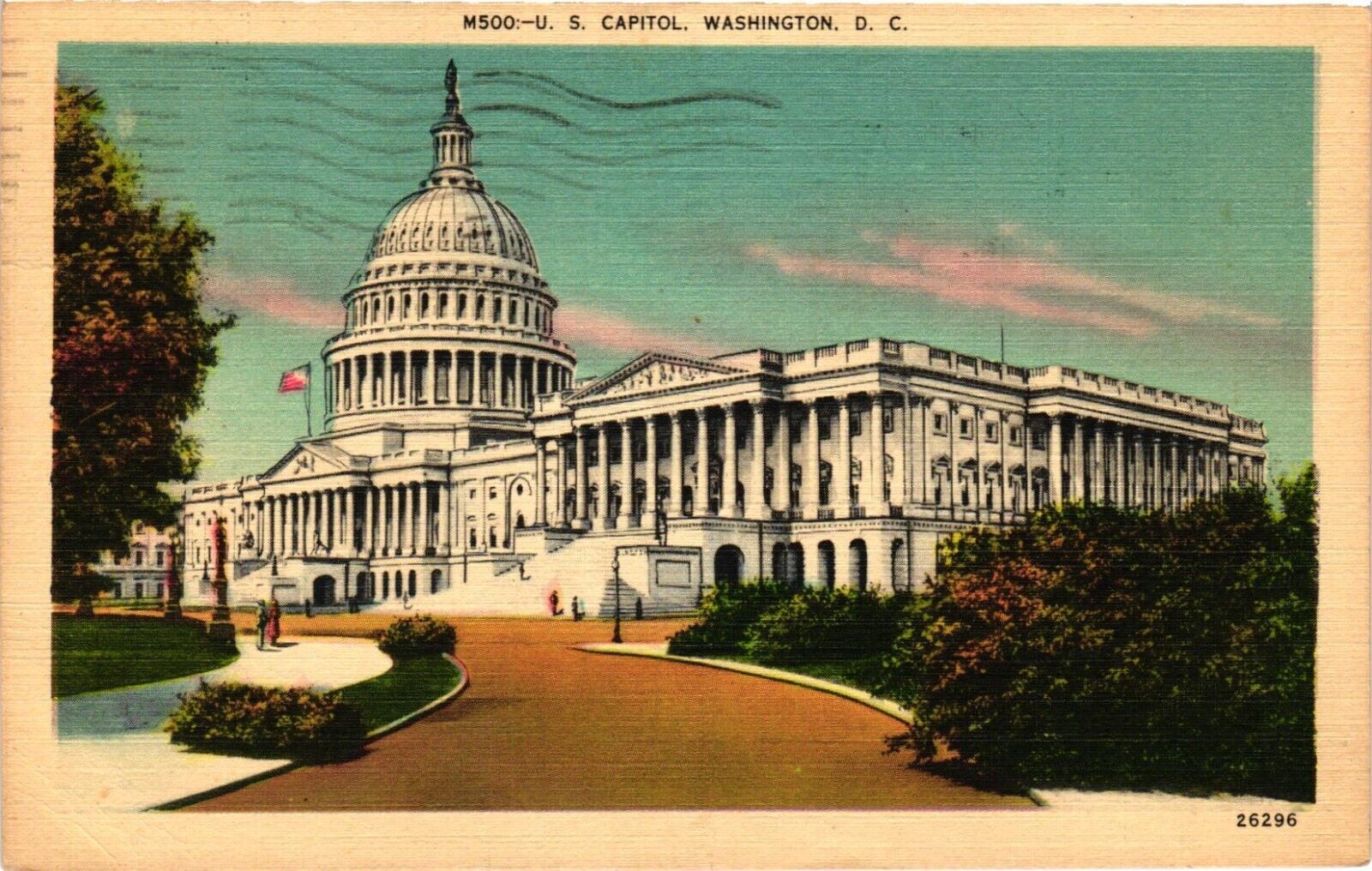 Vintage Postcard- M500: US Capitol, Washington DC. Cancellation 1945