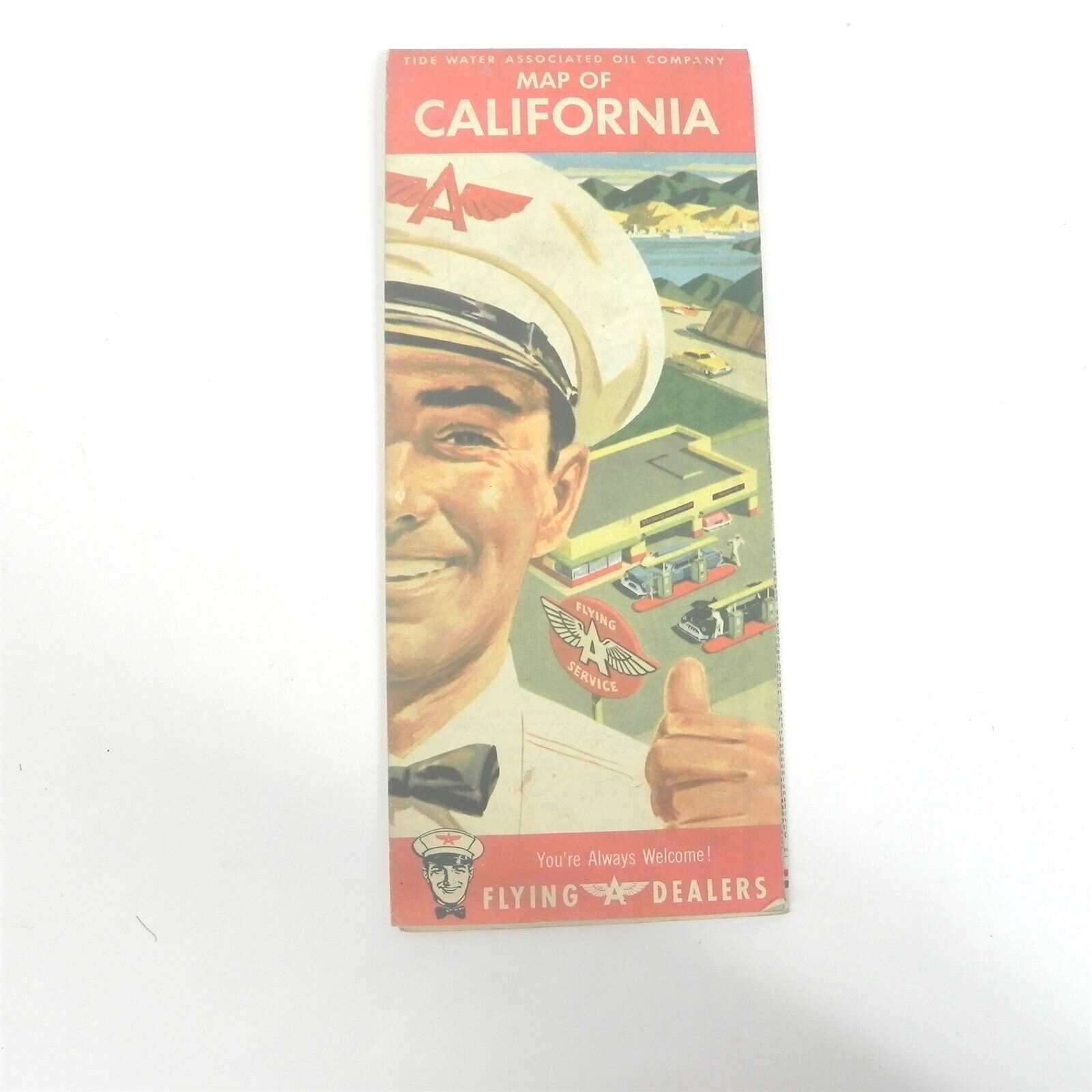 1960S FLYING A TIDEWATER OIL COMPANY MAP OF CALIFORNIA NEVADA TOURING GUIDE