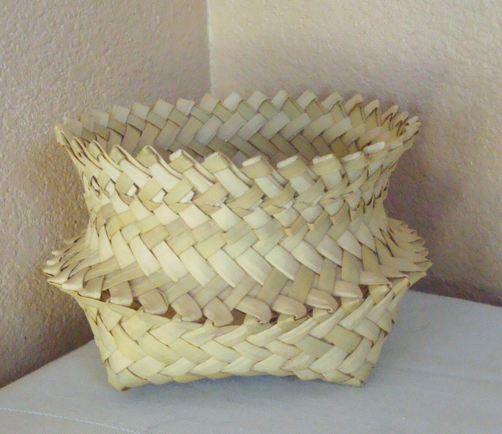 Vintage Basket Hand Woven Tarahumara Indian Double Weave Basket Bowl