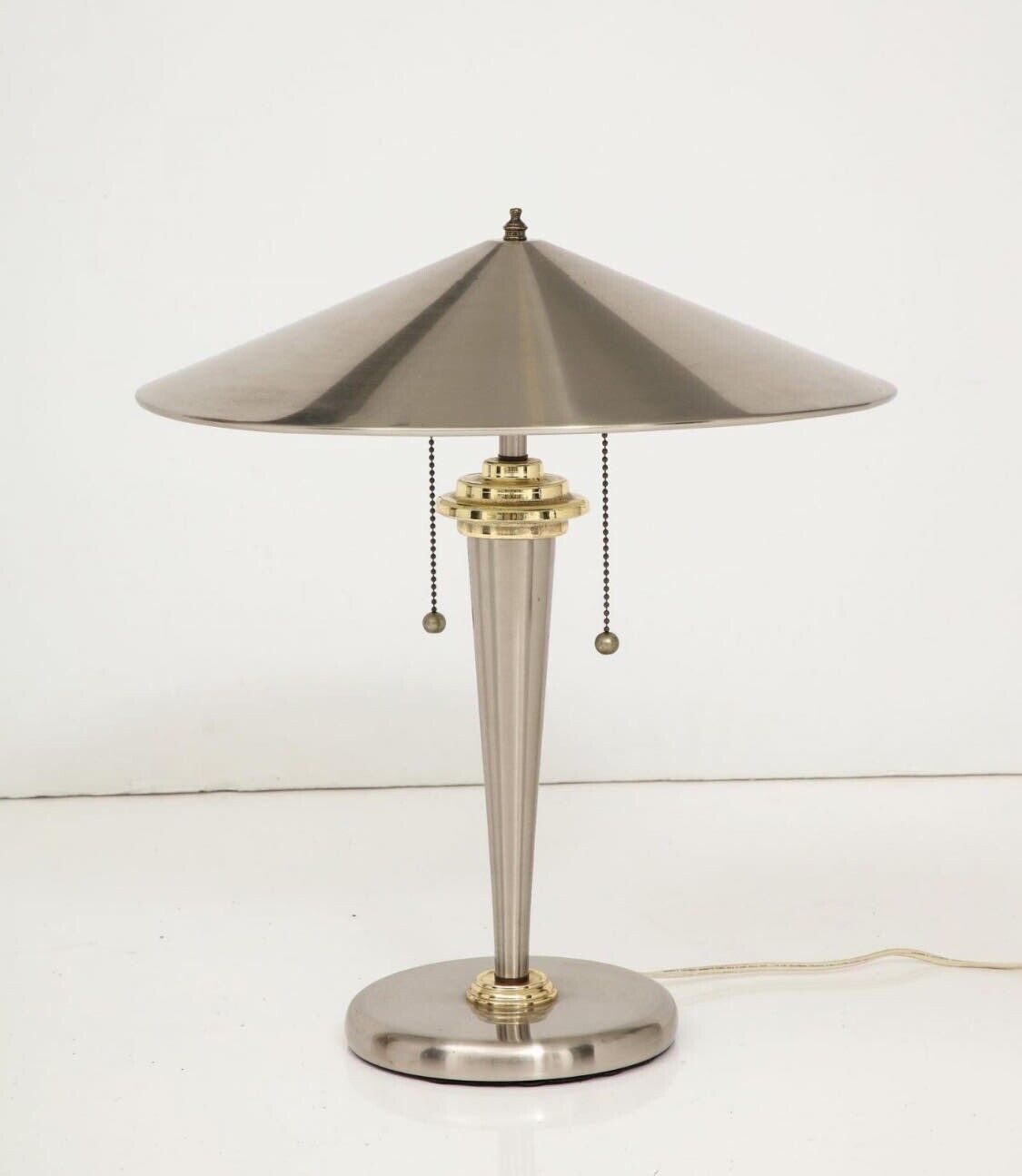 Unique MCM Hollywood Regency Chrome And Brass lamp In The Manner  Of John Vesey