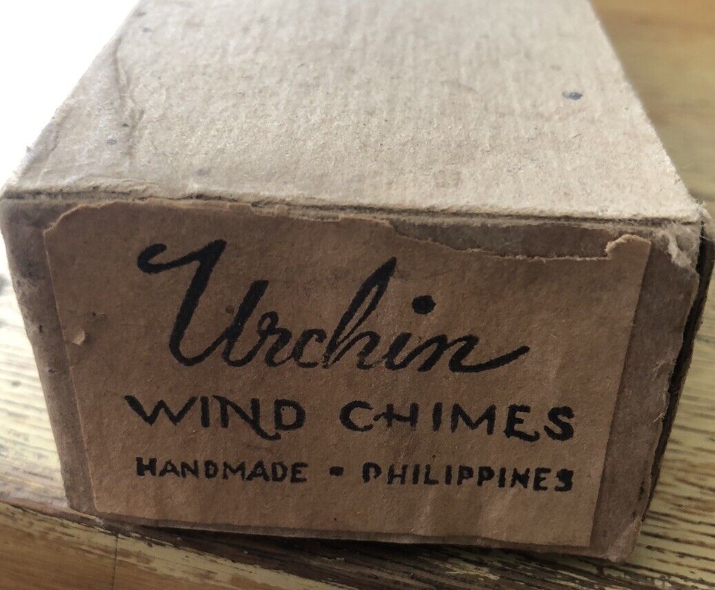 Urchin Wind Chimes Hand made Philippines Empty Cardboard Box 1940s-50s