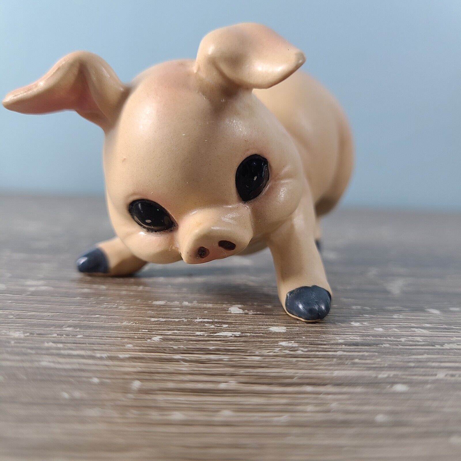 Vintage Norcrest Pig Figurine #A641-Norcrest Silver Sticker Playful Piggy 