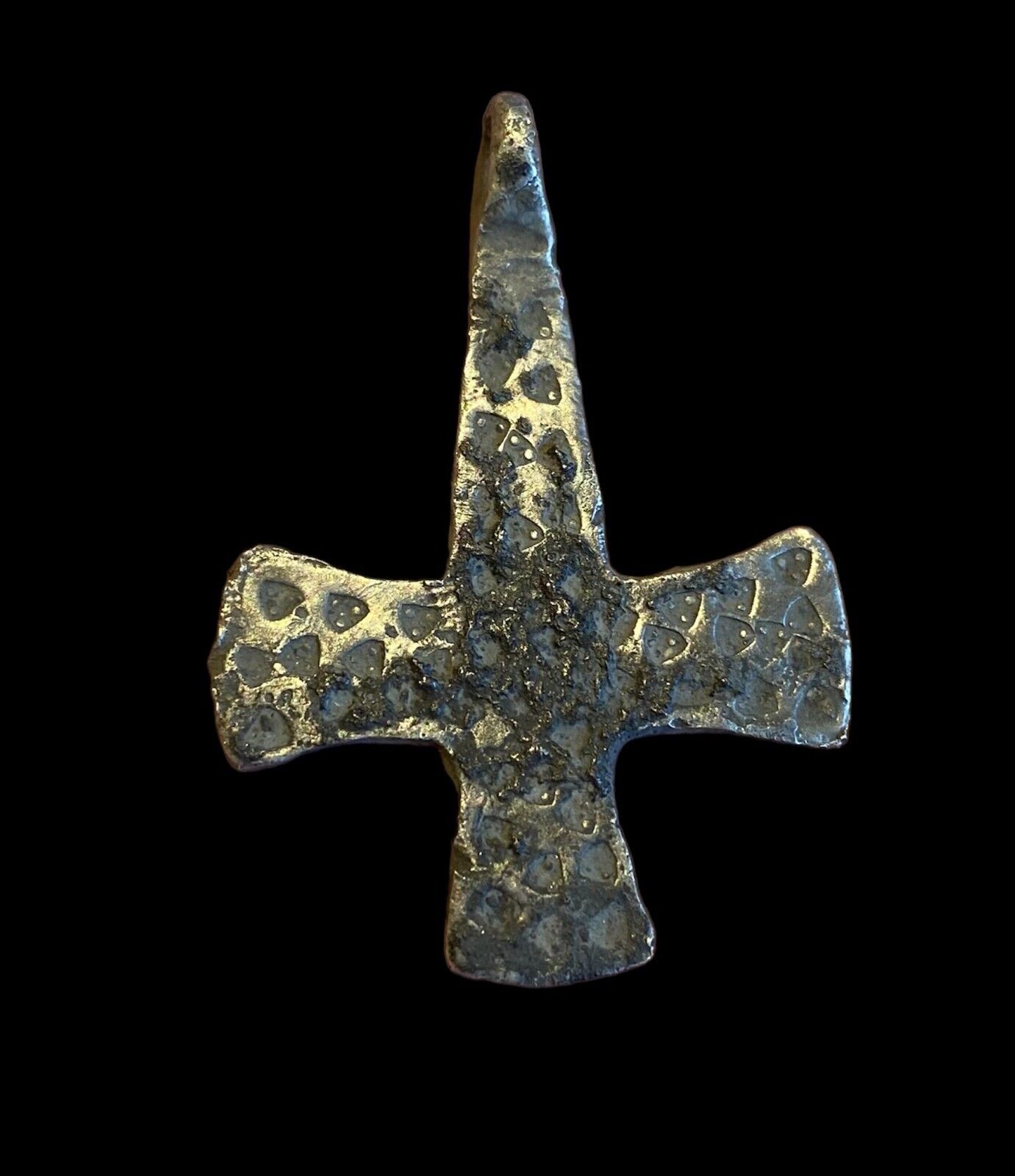 SUPERB ANCIENT VIKING SILVER CROSS PENDANT   DATING 10TH CENTURY AD