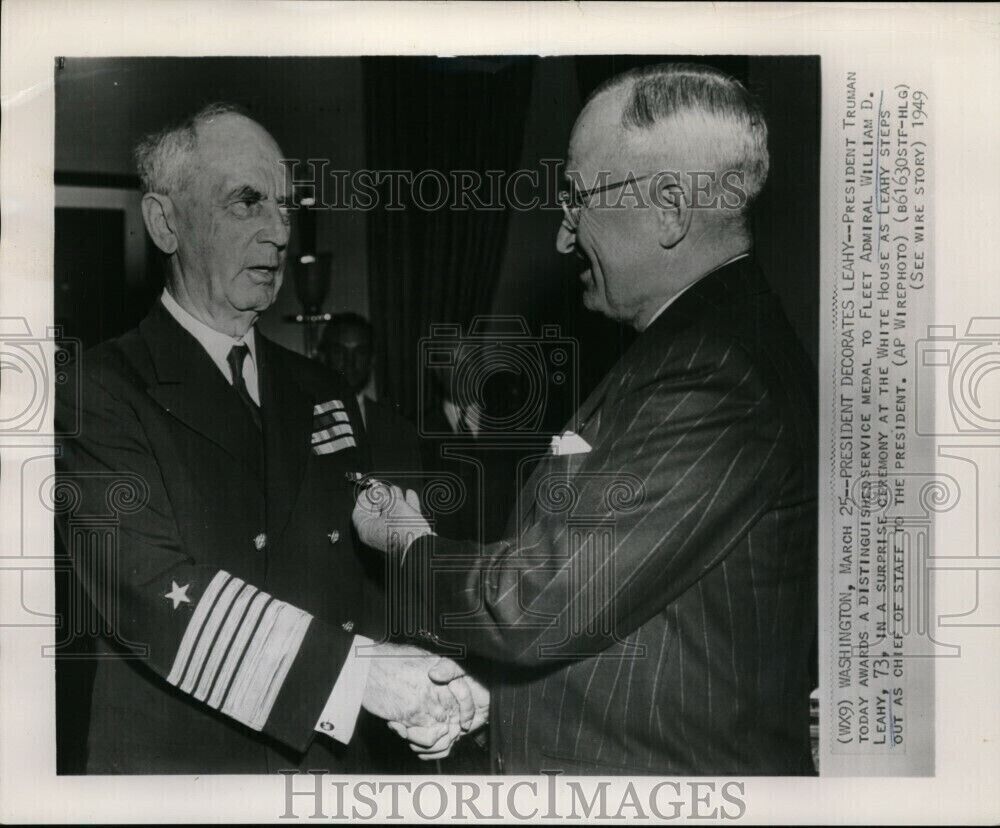 1949 Wirephoto President Truman and Fleet Admiral William D Leahy orw13943 8X10