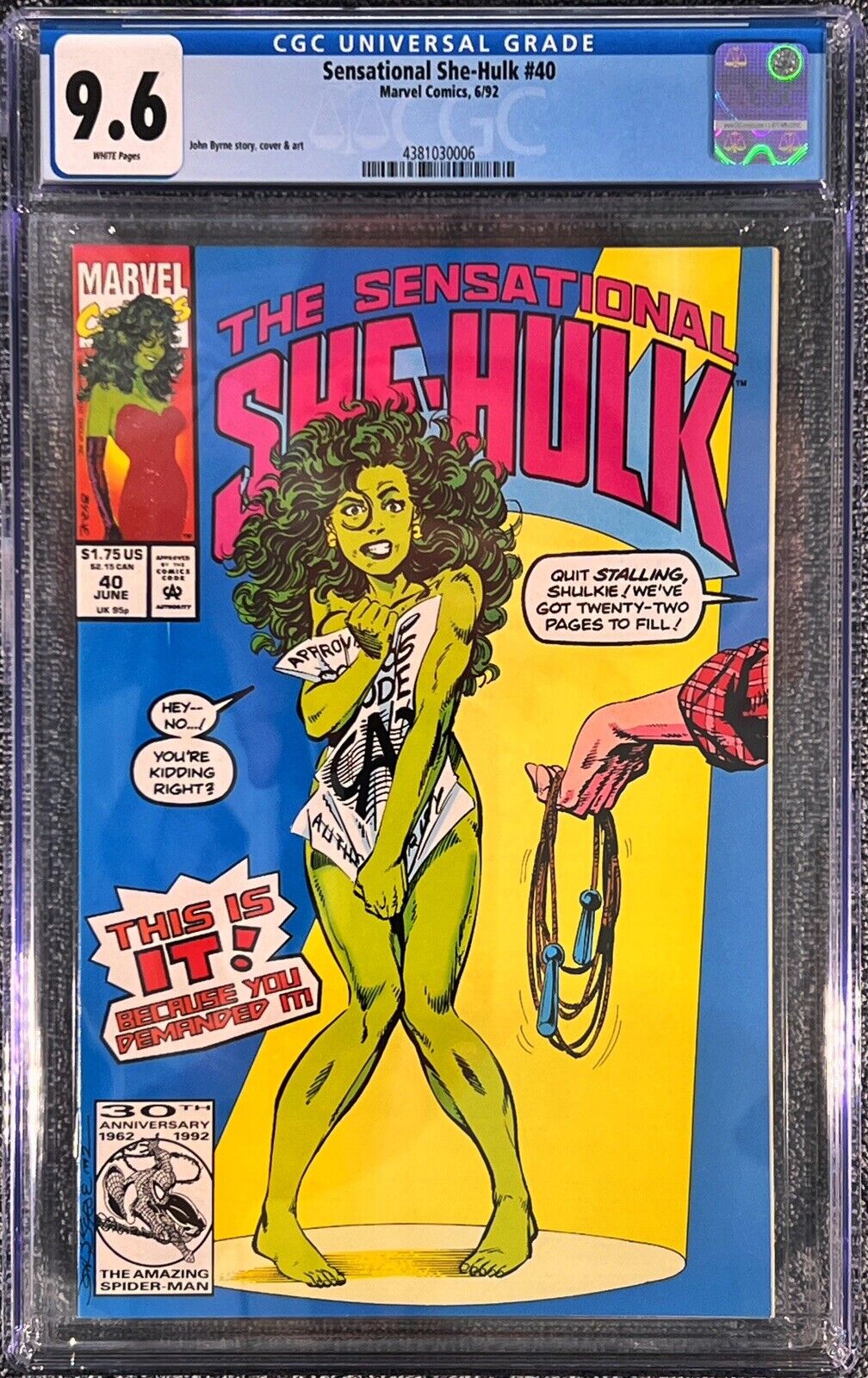 💥 Sensational She-Hulk # 40 1992 CGC 9.6 NM+ Controversial Jump Rope Issue 💥