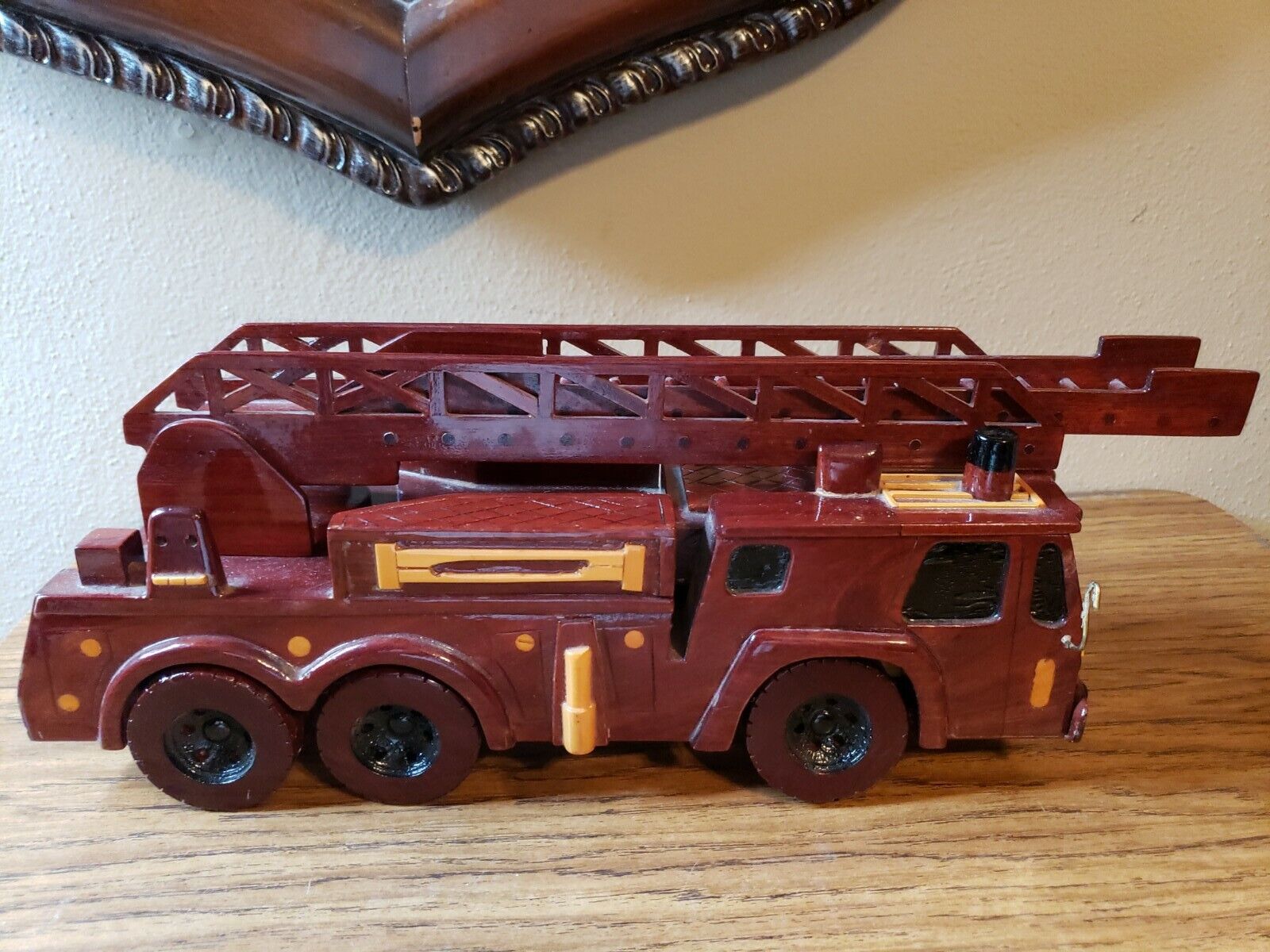 Ladder Fire Truck Mahogany Wooden Model
