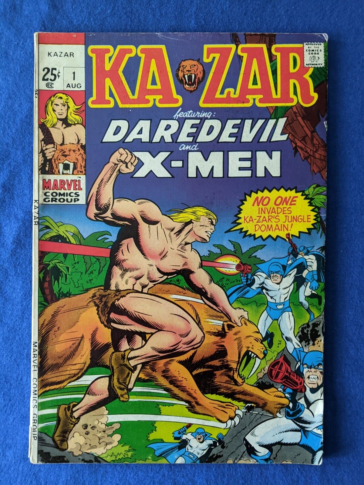 KA-ZAR #1 (Aug 1970) Marvel Bronze age key, X-Men, Daredevil, hidden curse word