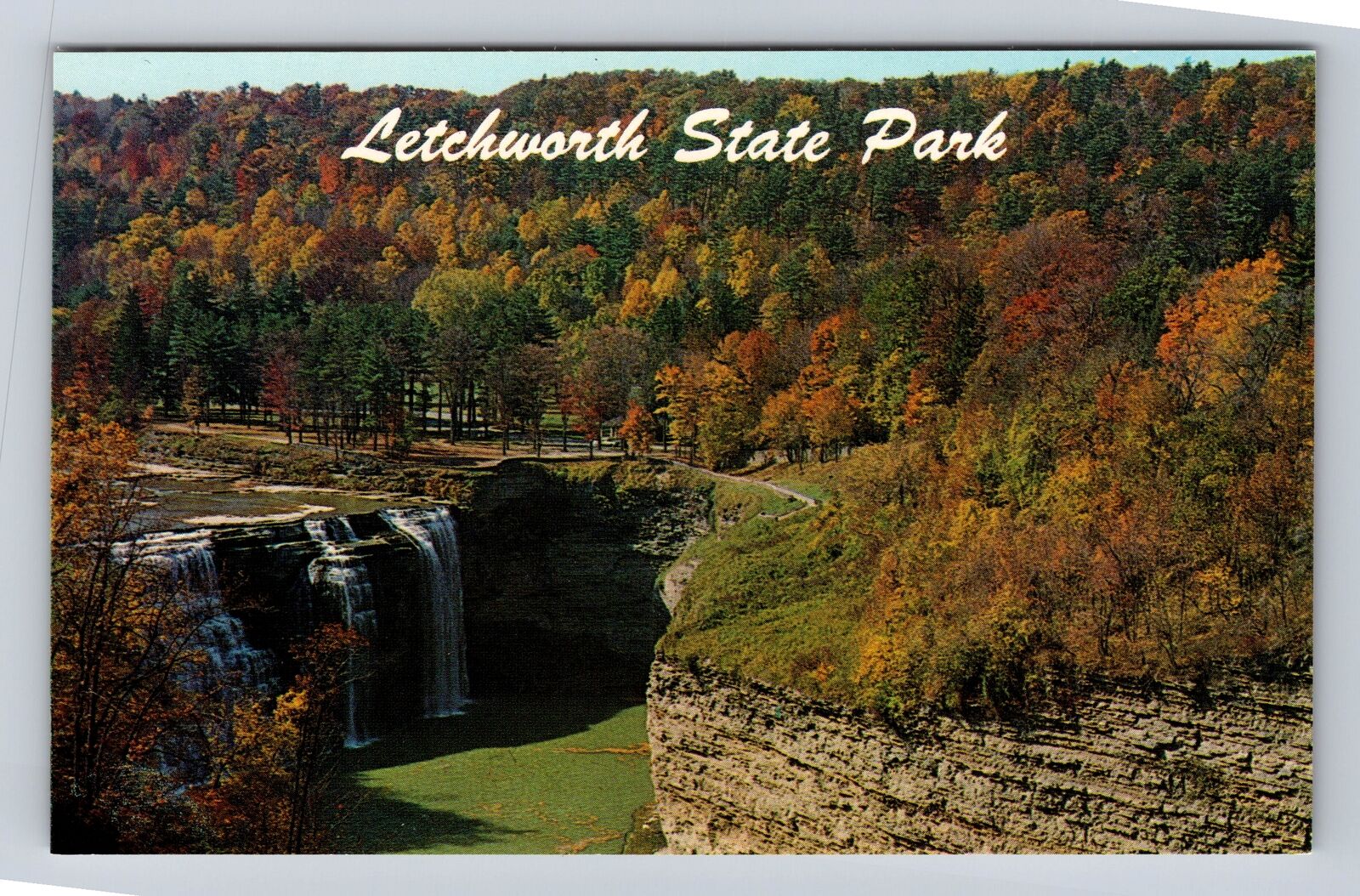 Letchworth State Park NY-New York, Middle Falls, Antique Vintage Postcard