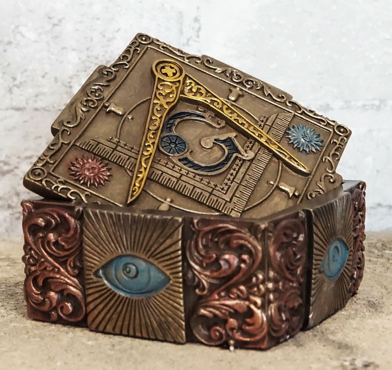 Ebros Stonemasons Masonic Small Decorative Box Jewelry Trinket 4\