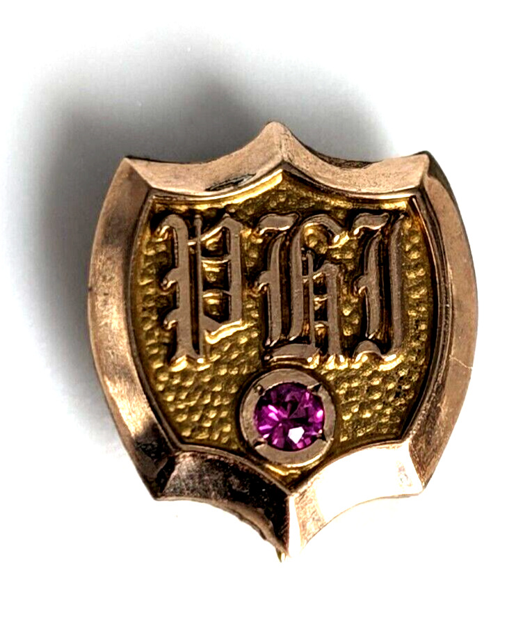 VTG Old English Greek Alphabet Rho Beta Iota Monogram Purple Stone Pin Terryberr