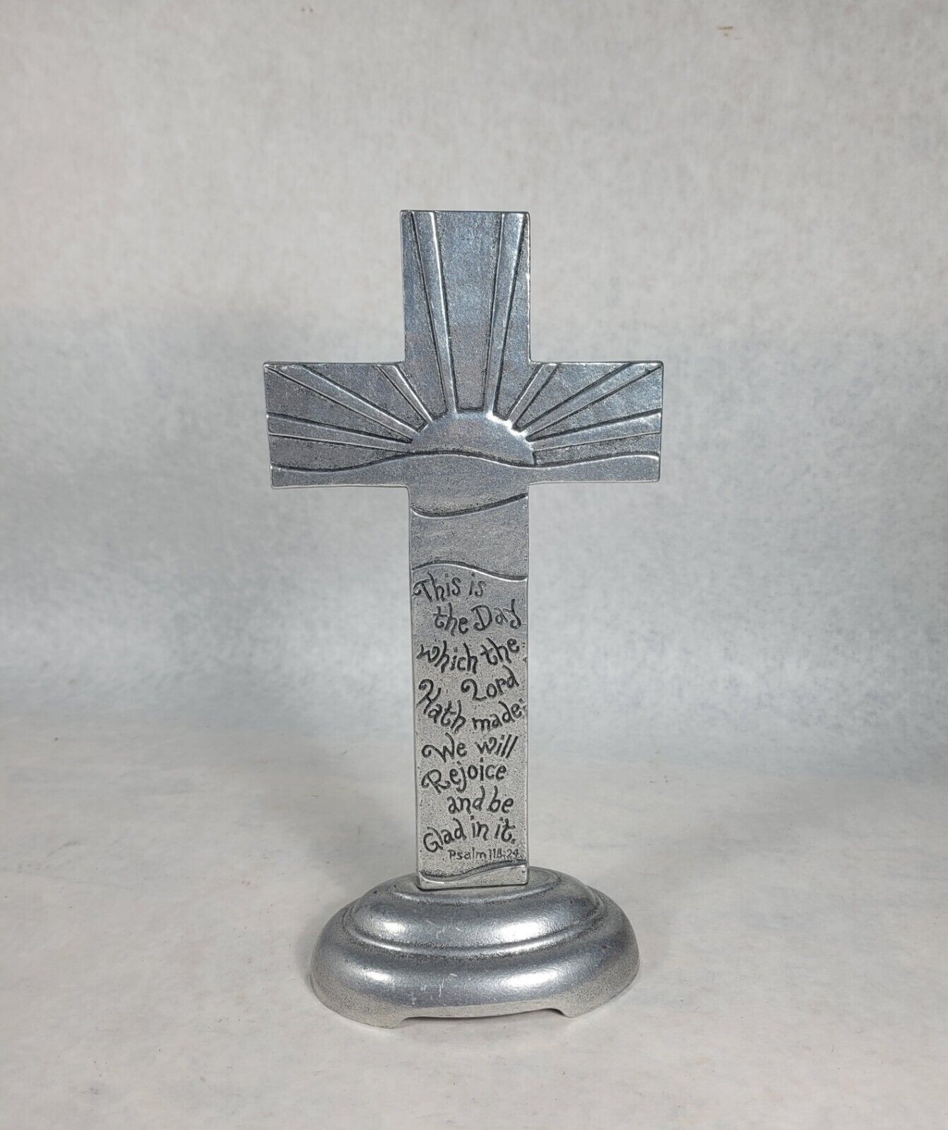 Carson 2000 Collectible Cross Y2K Pewter Double Sided PSALM 118:24  Stands 11.5\