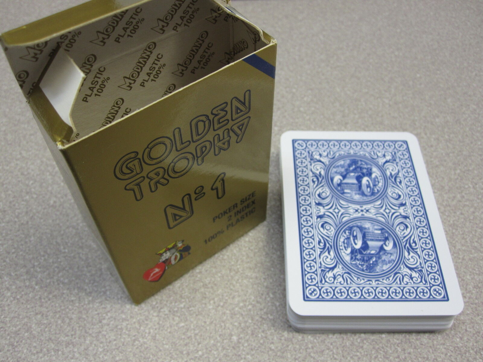 Modiano Plastic Playing Card Deck, GOLDEN TROPHY BLUE, Made in Italy, New