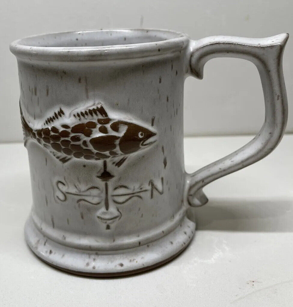 Weathervane Tankards goss crafted in Vermont  Stoneware Coffee Mug with Fish
