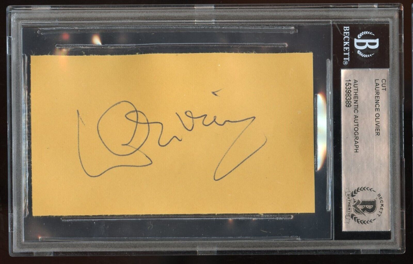 Laurence Olivier signed autograph 2x3.5 cut English Actor & Director BAS Slabbed