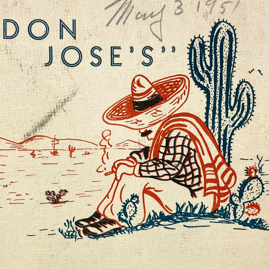 1951 Don Jose’s Mexican Restaurant Menu Guacamole Taco El Cajon Blvd San Diego